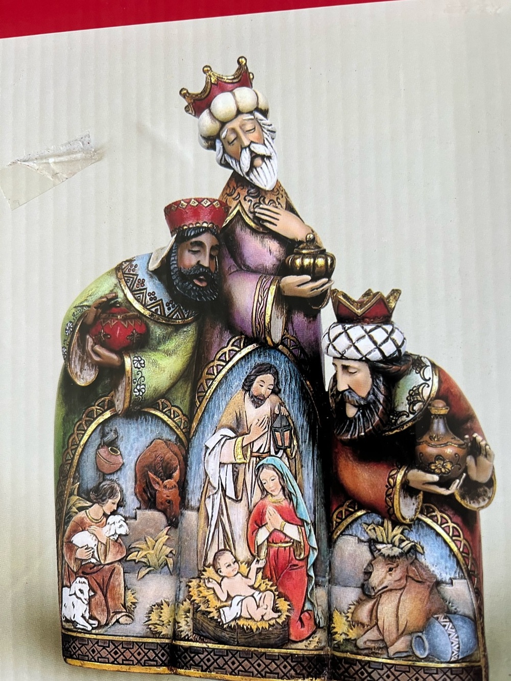 Vintage Three Wise Men Trifold Nativity Scene Jesus Mary Christmas